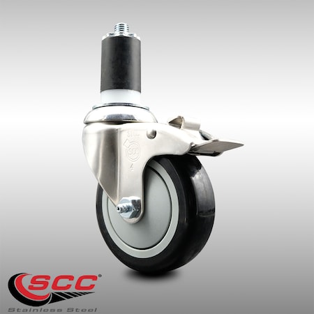 Service Caster 4 Inch 316SS Black Poly Swivel 1-5/8 Inch Expanding Stem Caster Lock Brake SCC SCC-SS316TTLEX20S414-PPUB-BLK-158